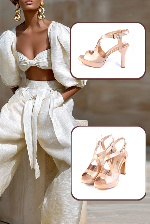 Women's powder pink elegant cross straps sandals. .  - Top view
